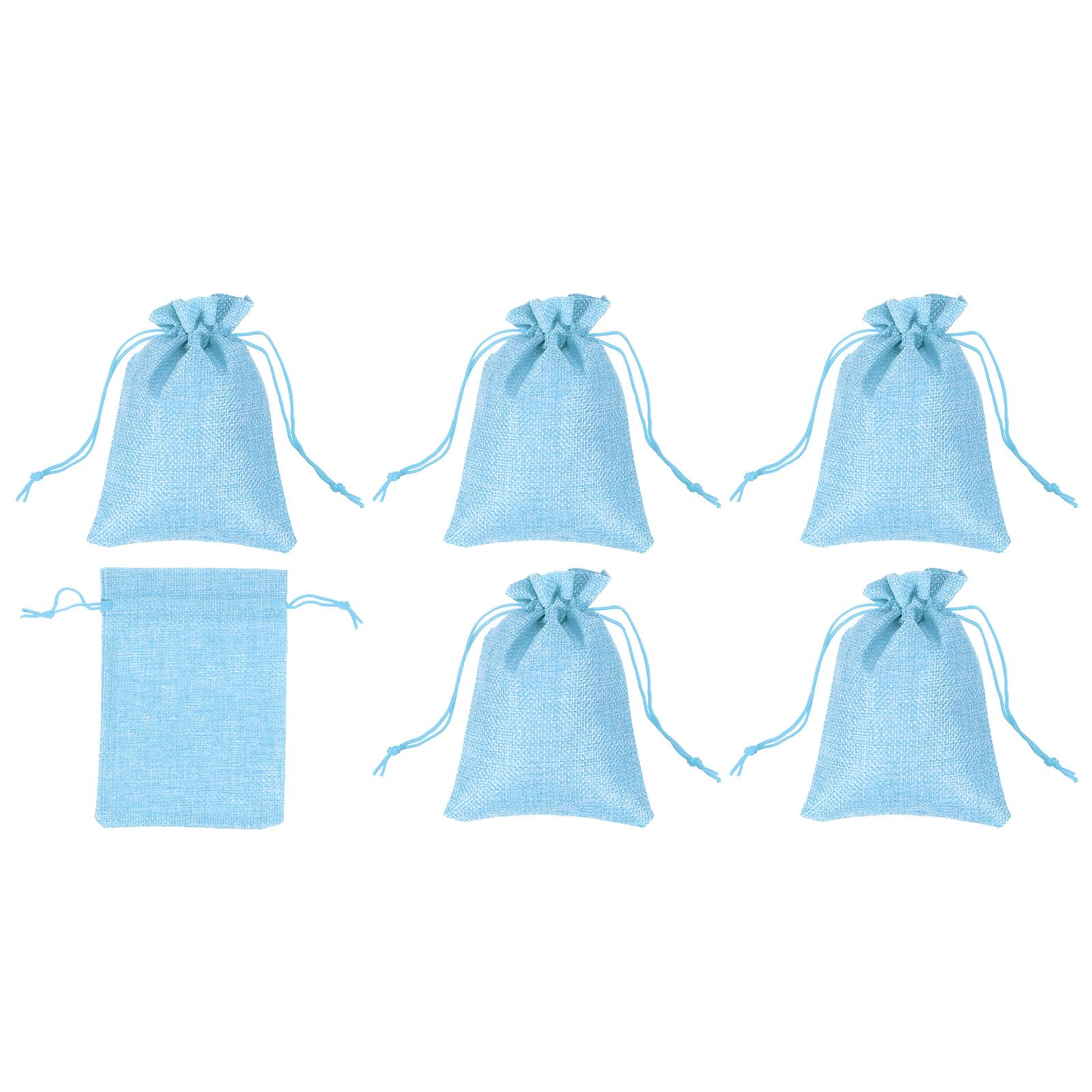 PATIKIL 6"x4" Coin Sacks Bag, 6Pcs Bank Deposit Change Transit Bags with Drawstring Canvas Gift Sacks, Blue