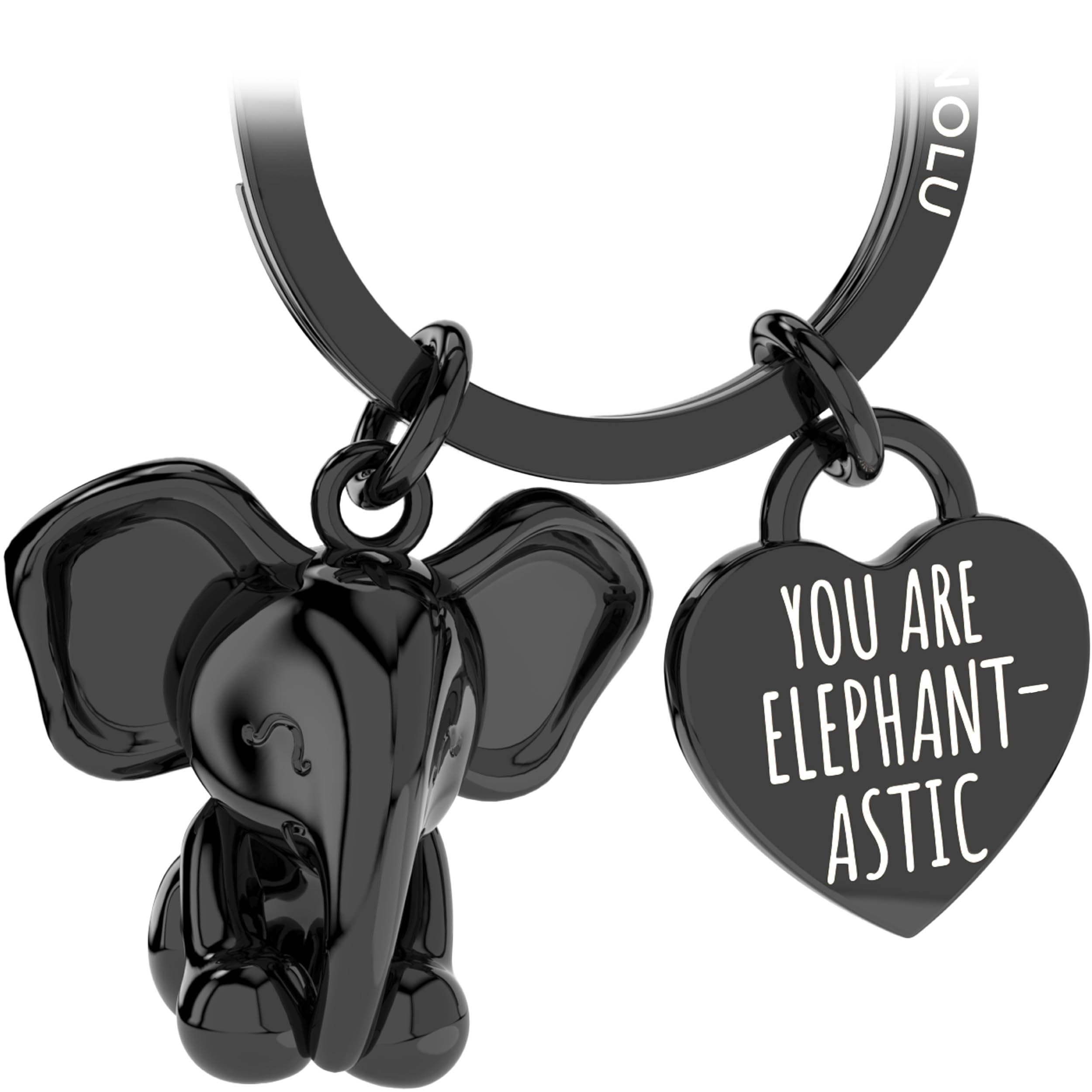 LANOLU Elephant Keychain, Lucky Charm Keychain for Partner and Best Friend, Metal Couple Gift for Friend, Metal Figurine