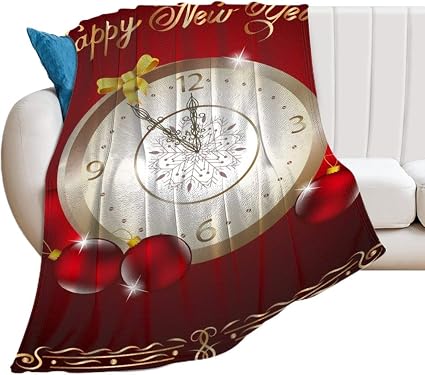 Winkeny Coperta in flanella ultra morbida Felice Anno Nuovo, coperta con  orologio a sfera rossa leggera e accogliente per letto, divano, auto,  campeggio 100 x 150 cm : Amazon.it: Casa e cucina