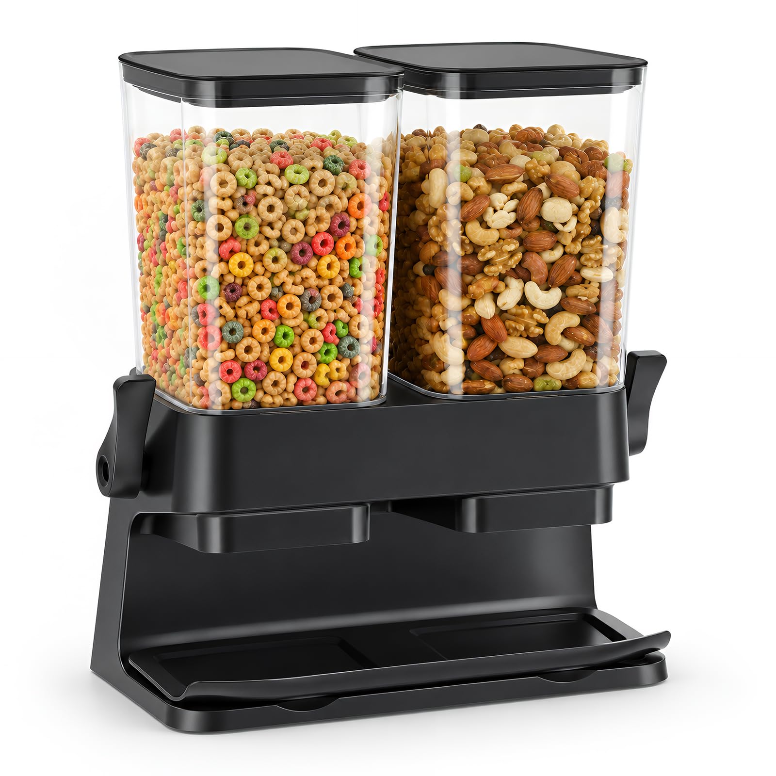 3L Große Müslispender mit Doppelbehälter, Cornflakes Spender aus ABS+PS, Cornflakes Behälter mit Deckel, Aufbewahrungsbox Küche Organizer für trockene Lebensmittel, Reis, Kaffeebohnen