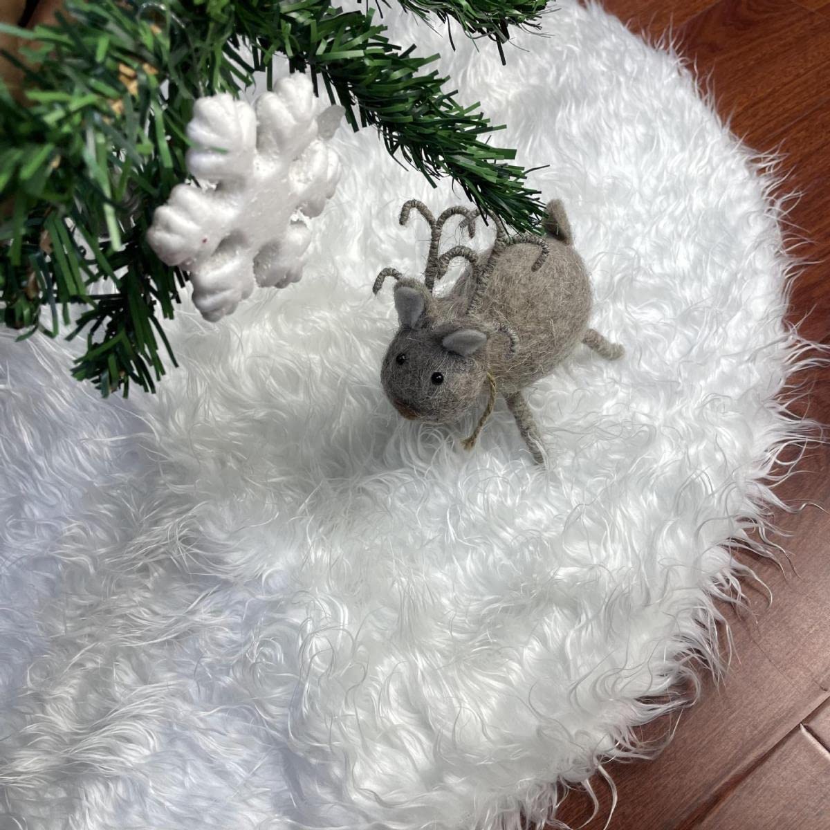 Gonna per Albero di Natale in Peluche Bianco di Lusso in Pelliccia
