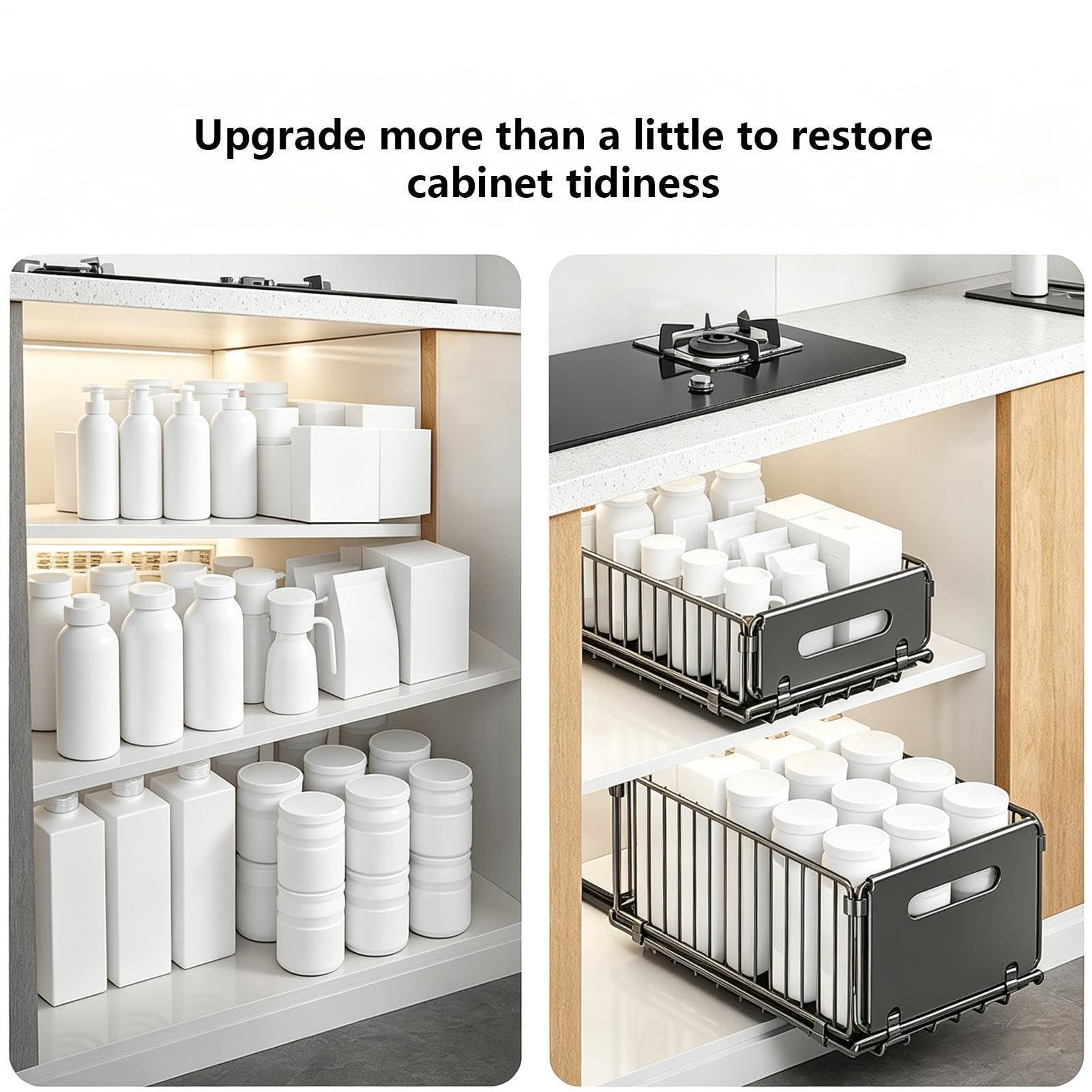 Organizador Extraíble De Armario 2 Bandejas Especieras De Almacenamiento | Organizador De Armario Deslizante Plegable Con Estantes Extraíbles en Autocaravana, Apartamento, Casa, Lavandería, Baño,