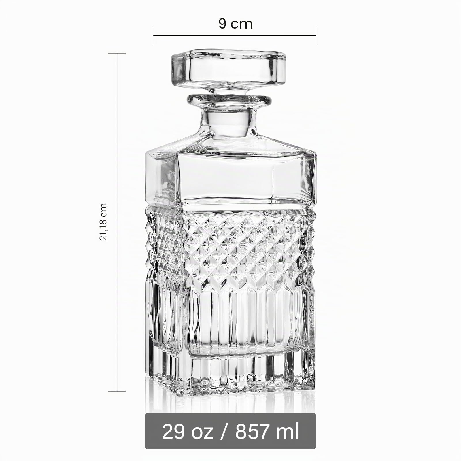 Carafe à décanter à whisky en cristal sans plomb de 900 ml avec bouchon dans une boîte cadeau, carafe à décanter de qualité supérieure pour whisky, bourbon, carafe à whisky pour homme