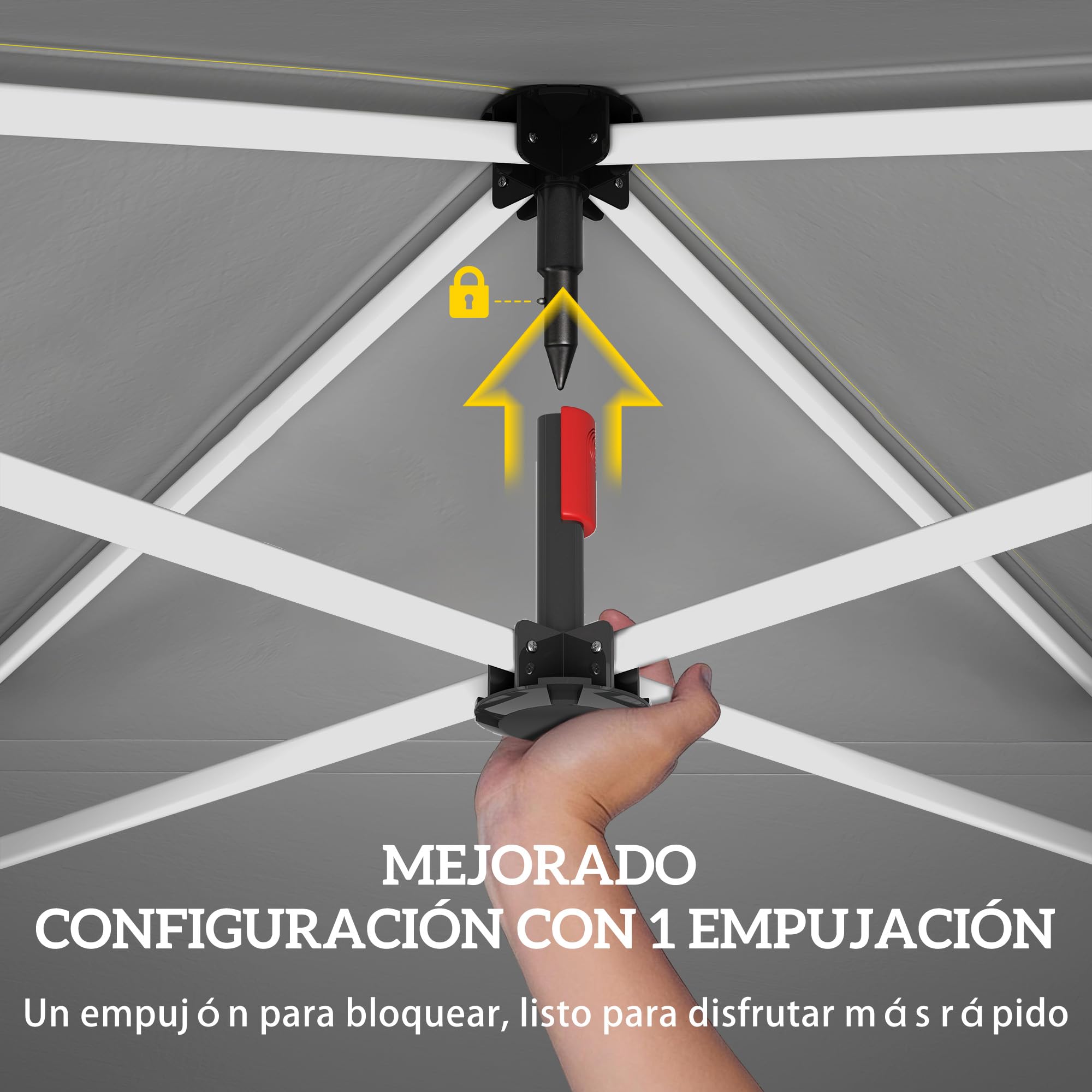 Outsunny Carpa Plegable 3x3 m, Pop-up, con Pared Lateral, Cenador de Jardín con Protección UPF50+, Empuje Central, Altura Ajustable, Bolsa de Transporte, Gazebo para Camping, Exterior, Verde