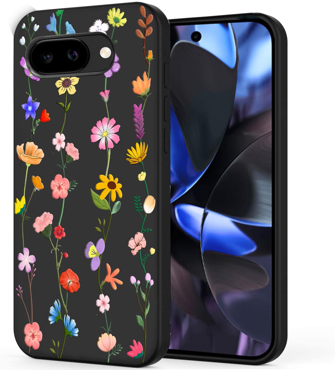 Unov Case Compatible with Pixel 9a (2025) 5G with Floral Aesthetic Flower Girly Design Soft TPU Shock Absorption Slim Embossed Pattern Protective Back Cover Case