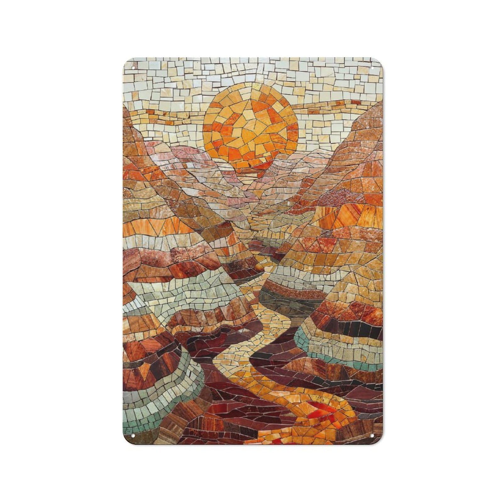 Majestic Canyon Sunset Art Retro Metal Sign 30x20cm, Distressed Look Retro Room Decor for Living Room, Hallway, Kitchen Or Cafe