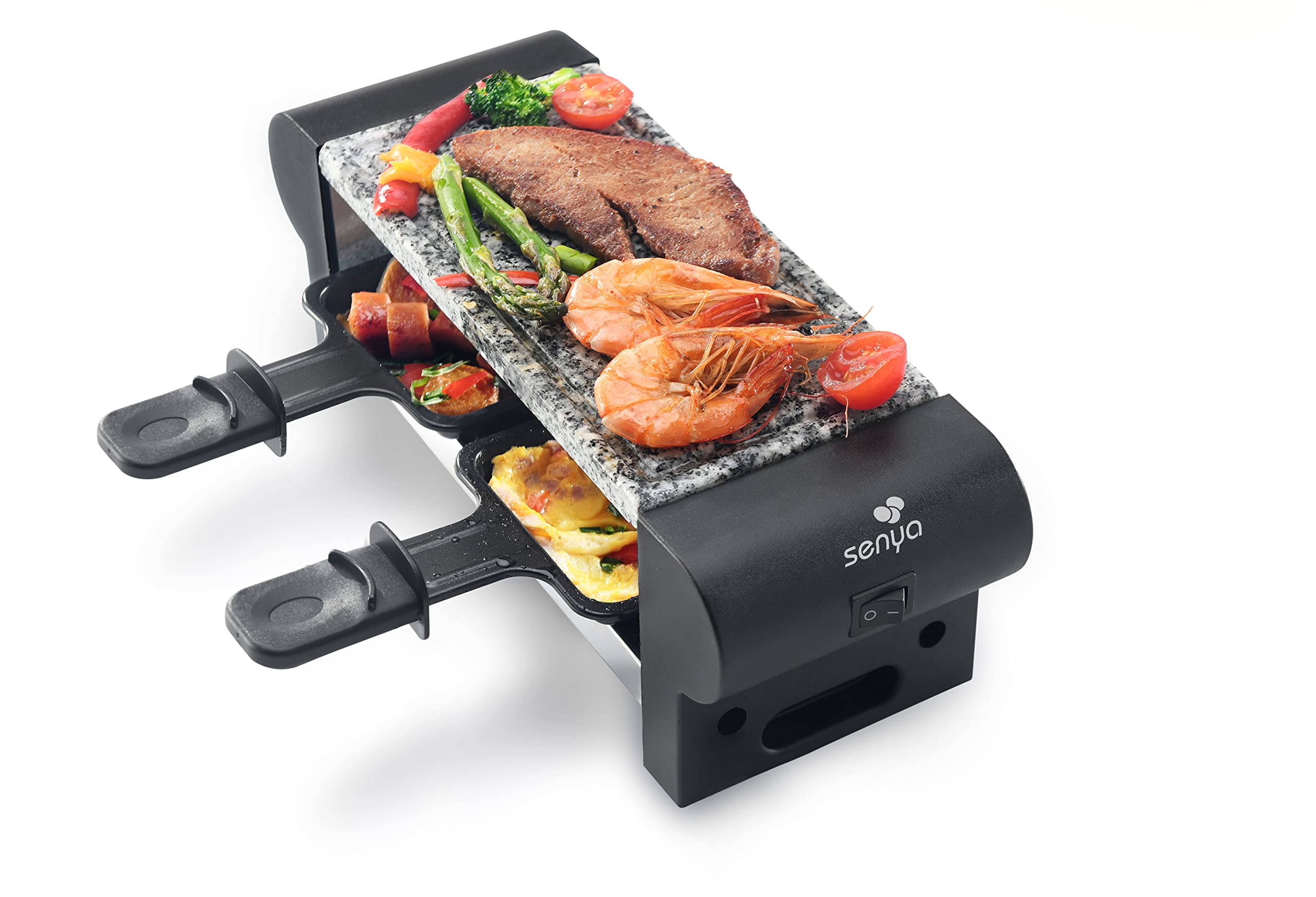 SENYA Appareil à raclette 2 personnes, avec pierre à cuire amovible, revêtement antiadhésif, 350W, My Little Raclette, SYCK-G065