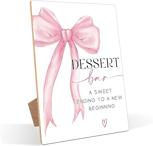 Miniatura 8 de Letrero con temática de lazo rosa Please Take One, decoraciones de despedida de soltera rosa, letreros de boda para recepción, decoración de mesa