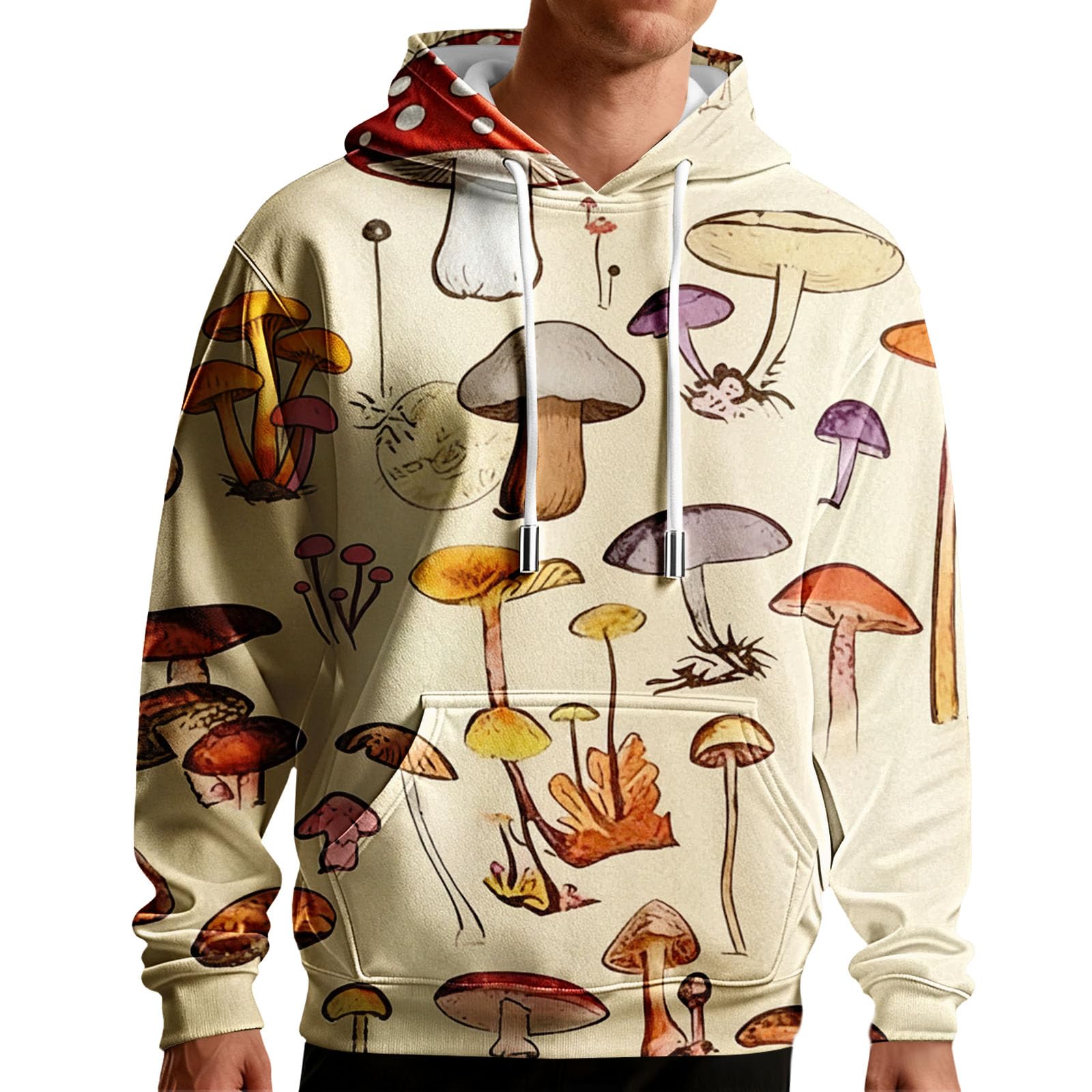 Sudadera hombre con capucha casual verde oscuro XL con estampado 5