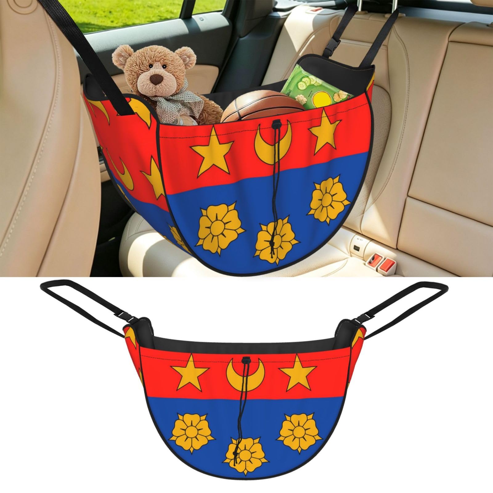 Cntdbu Black Longueuil Flag Car Seat Organizer-Backseat Storage Bag For Travel
