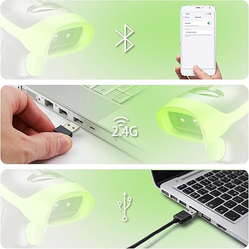 Miniatura 2 de NetumScan Escáner inalámbrico de código de barras QR, 3 en 1 Bluetooth automático 1D 2D lector de código de barras USB escáner de código de imagen