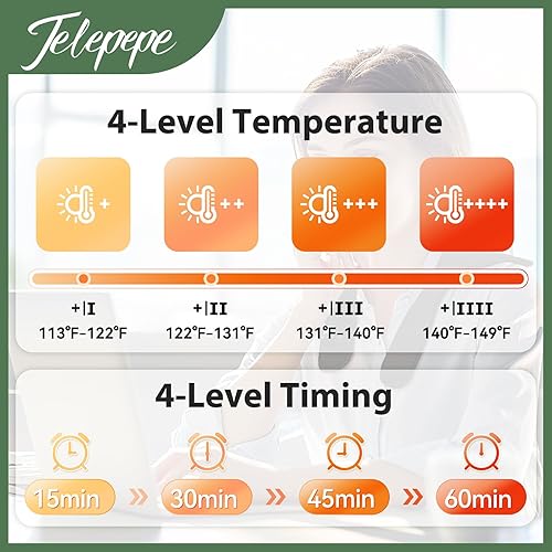 Miniatura 3 de Almohadilla térmica para el cuello, envoltura térmica de cuello sin cable, almohadilla térmica portátil mini de 4000mAh para alivio del dolor de