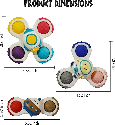Miniatura 4 de 3 juguetes giratorios con ventosa para niños pequeños de 1 a 3 años, juguetes giratorios para niños, juguetes giratorios de ventana, juguetes