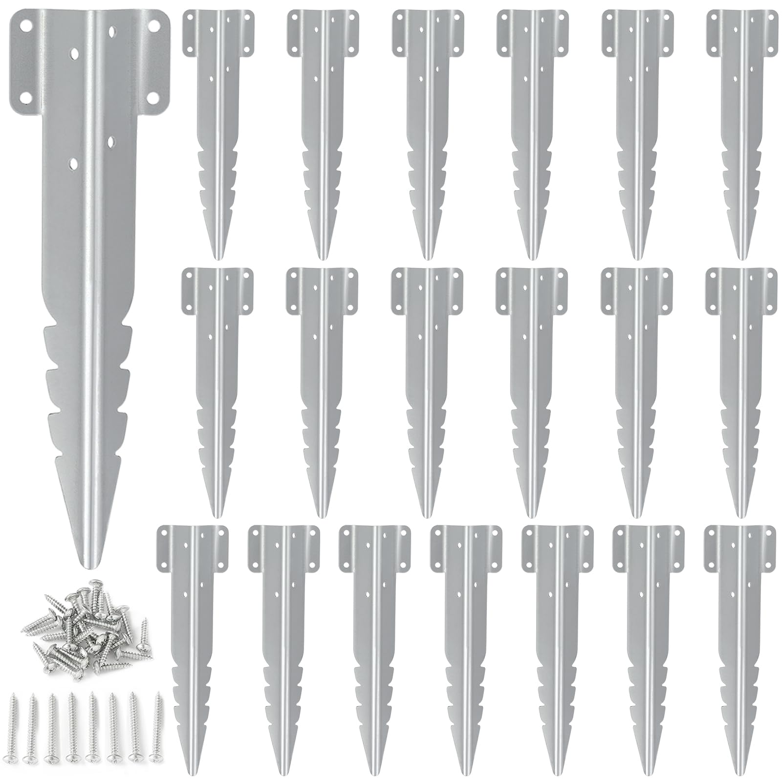AMLOOPH Small Railway Sleeper Brackets -20 Pack Heavy Duty Metal Garden Sleeper Stakes for Timber, Galvanised Railway Sleeper Fixings For Raised Beds, Garden Edging, Driveway & Pathway Timber Support
