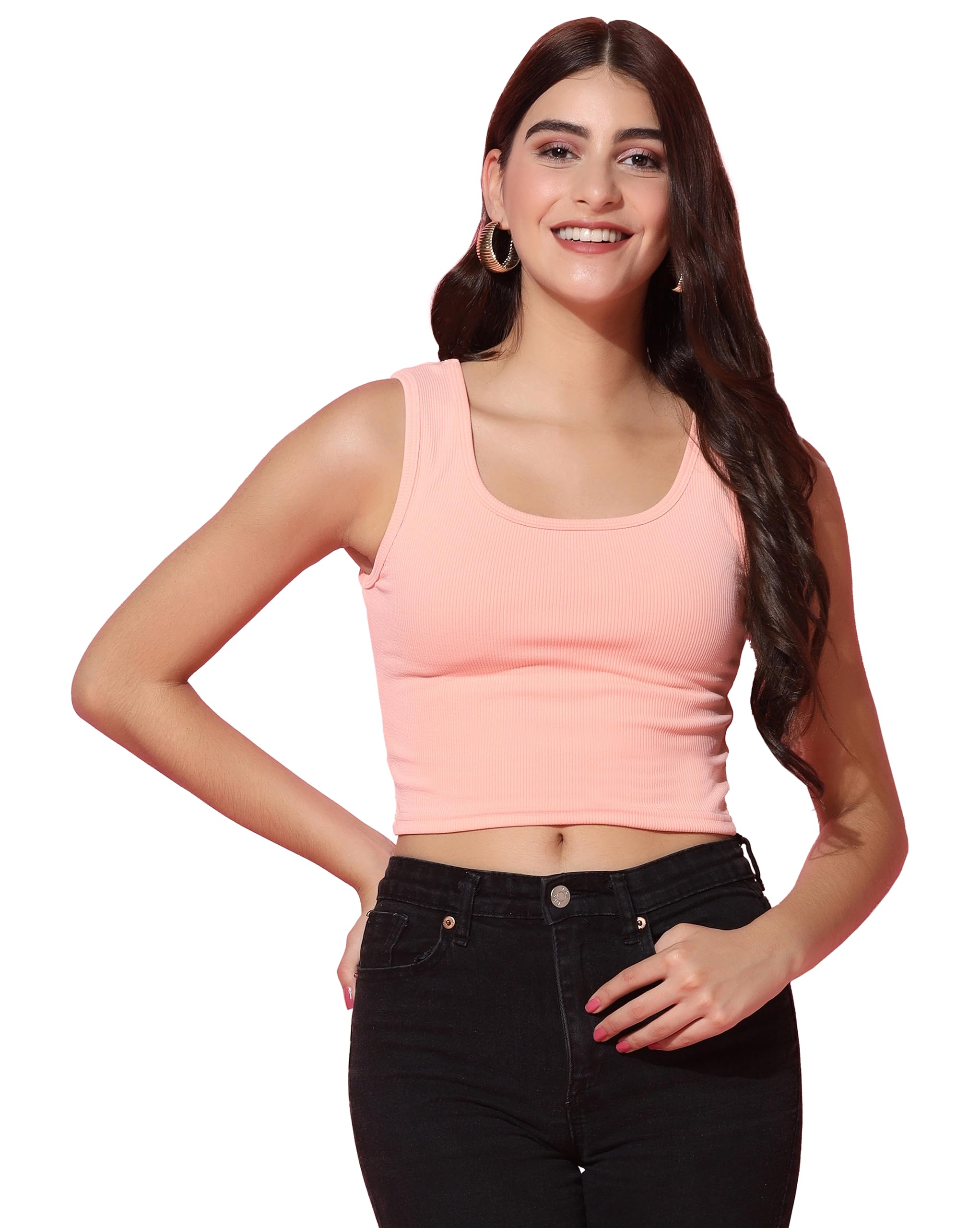 toplot Women's Solid Ribbed Round Neck Sleeveless Slim Fit Tank Top (Tank-Top-5069)-picture-31
