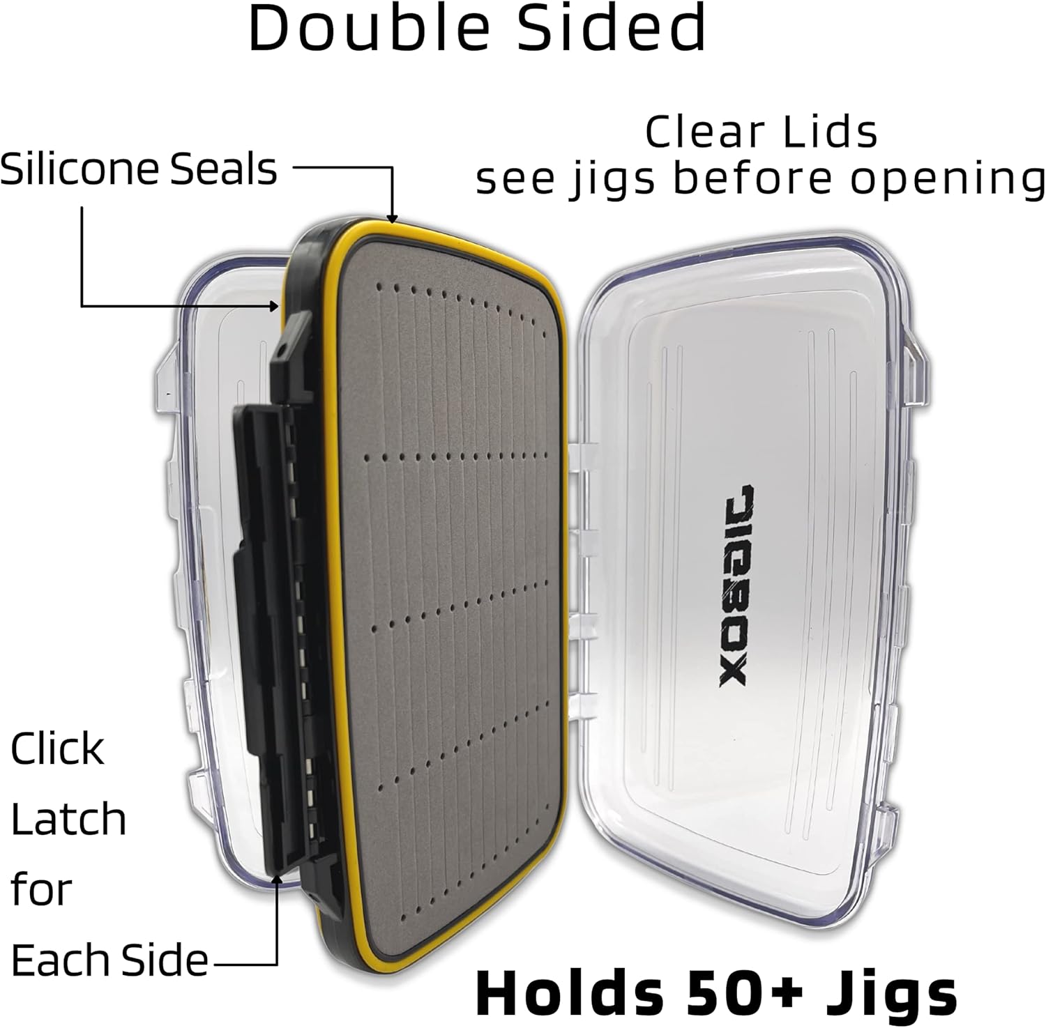 Fishing Jig Organizer Tackle Tray - Holds 50+ Jigs - Double Sided - for Jig Heads, Tungsten Jigs, Fishing Spoons, Spinners, Flies and Lures - Medium Size