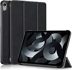 USTIYA Capa para iPad 10ª geração 10,9 polegadas 2022, Couro Protector, Feita de PC + PU, com Função de Acordar/Aativar (Preta)