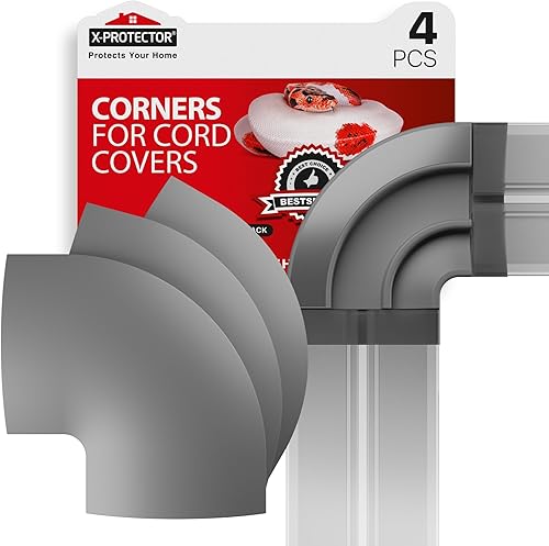 X-Protector - 4 esquinas para cubiertas de cables de suelo - Material de silicona - Color gris - Autoadhesivo - Compatible solo con versión regular