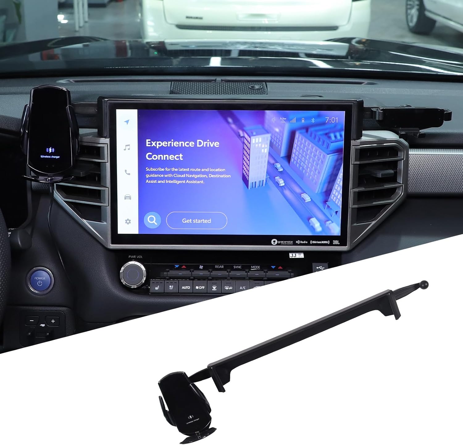 Aunginsy Phone Holder Compatible with Tundra 2022+ Sequoia 2023+ Phone Mount 14-Inch Navigation Screen Cell Phone Automobile Cradles Hands-Free 360 Degree Rotation Base Accessories(1*Phone Holder)