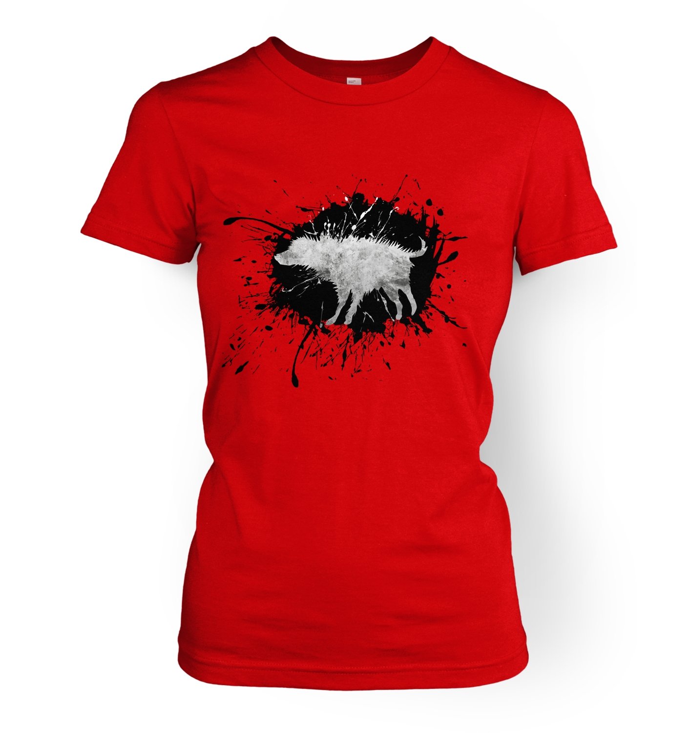 Banksy By Big Mouth Women's Red Banksy Wet Shaking Dog T-Shirt - X Large (Approx Size 14)