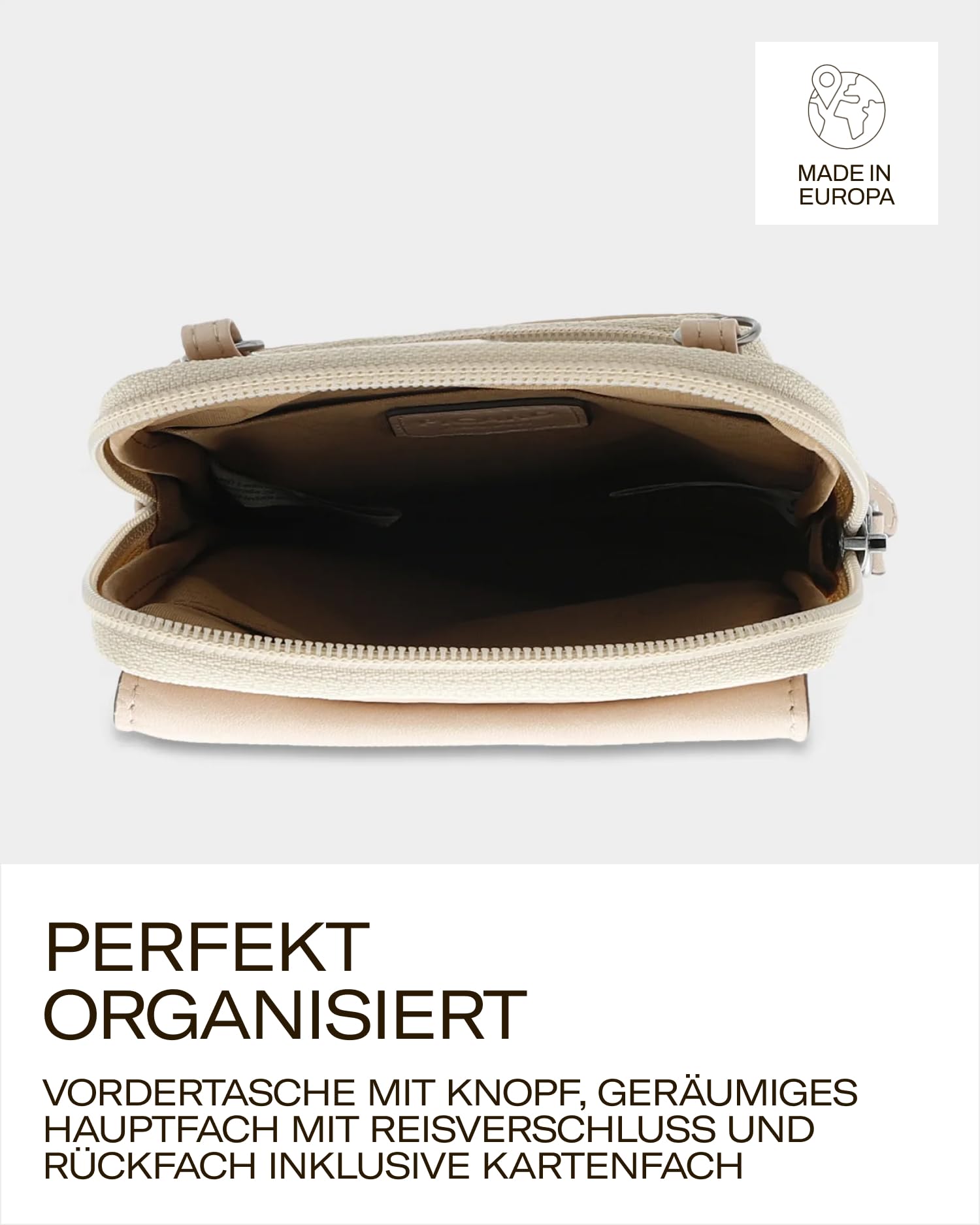 Picard Handytasche zum Umhängen Damen Noel | Handykette aus Leder mit 3 separaten Fächern gesichert durch Reißverschluss & Druckknopf | Elegant, Modern | Handy Umhängetasche