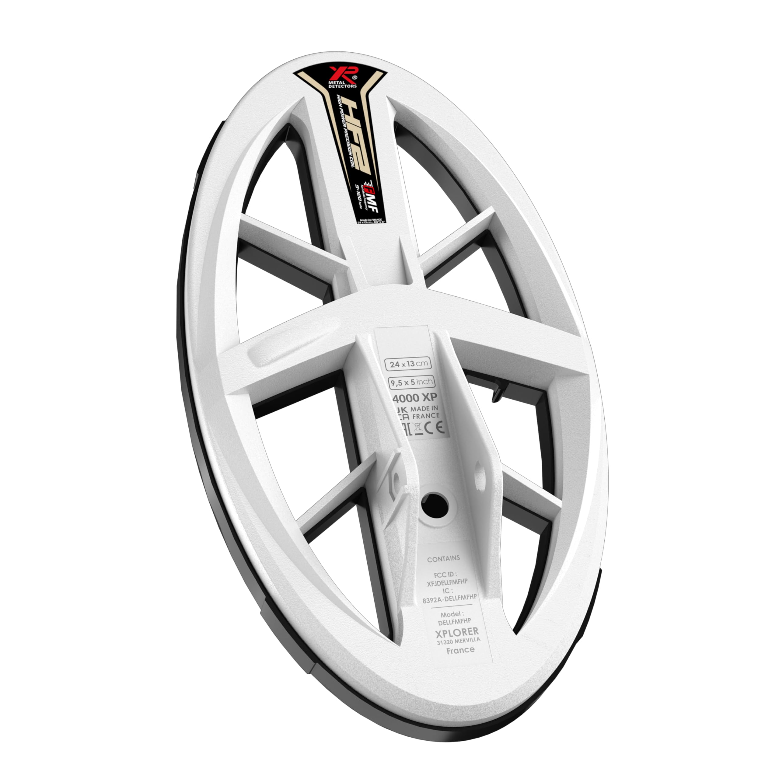 XP Metal Detectors Disco Ellittico HF2 9,5x5” FMF (24x13cm) per Rilevatori Deus II, Rilevare Più dell’Oro, Disco ad Alta Frequenza e Alta Sensibilità (DELLFMFHP)
