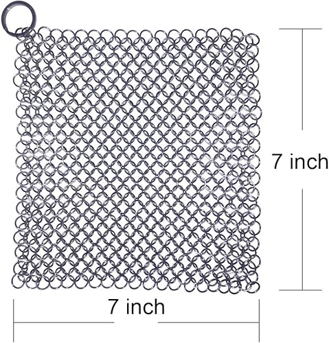 Miniatura 2 de Limpiador de hierro fundido, premium 316 acero inoxidable fundido sartén chainmail Scrubber para hierro fundido sartén pre-sazonado Pan holandés