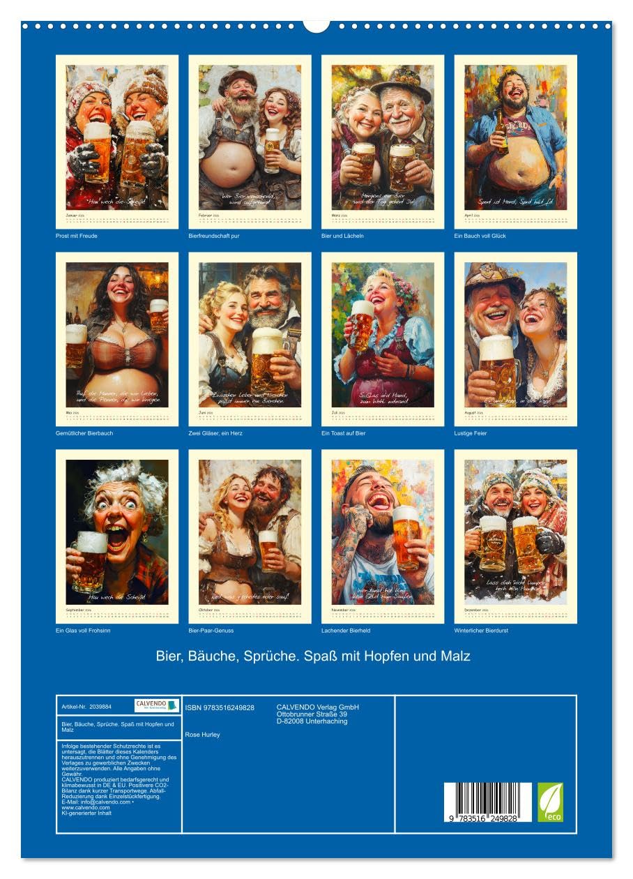 Bier, Bäuche, Sprüche. Spaß mit Hopfen und Malz (hochwertiger Premium Wandkalender 2026 DIN A2 hoch), Kunstdruck in Hochglanz: Ein humorvoller ... rund ums Bier (CALVENDO Hobbys)