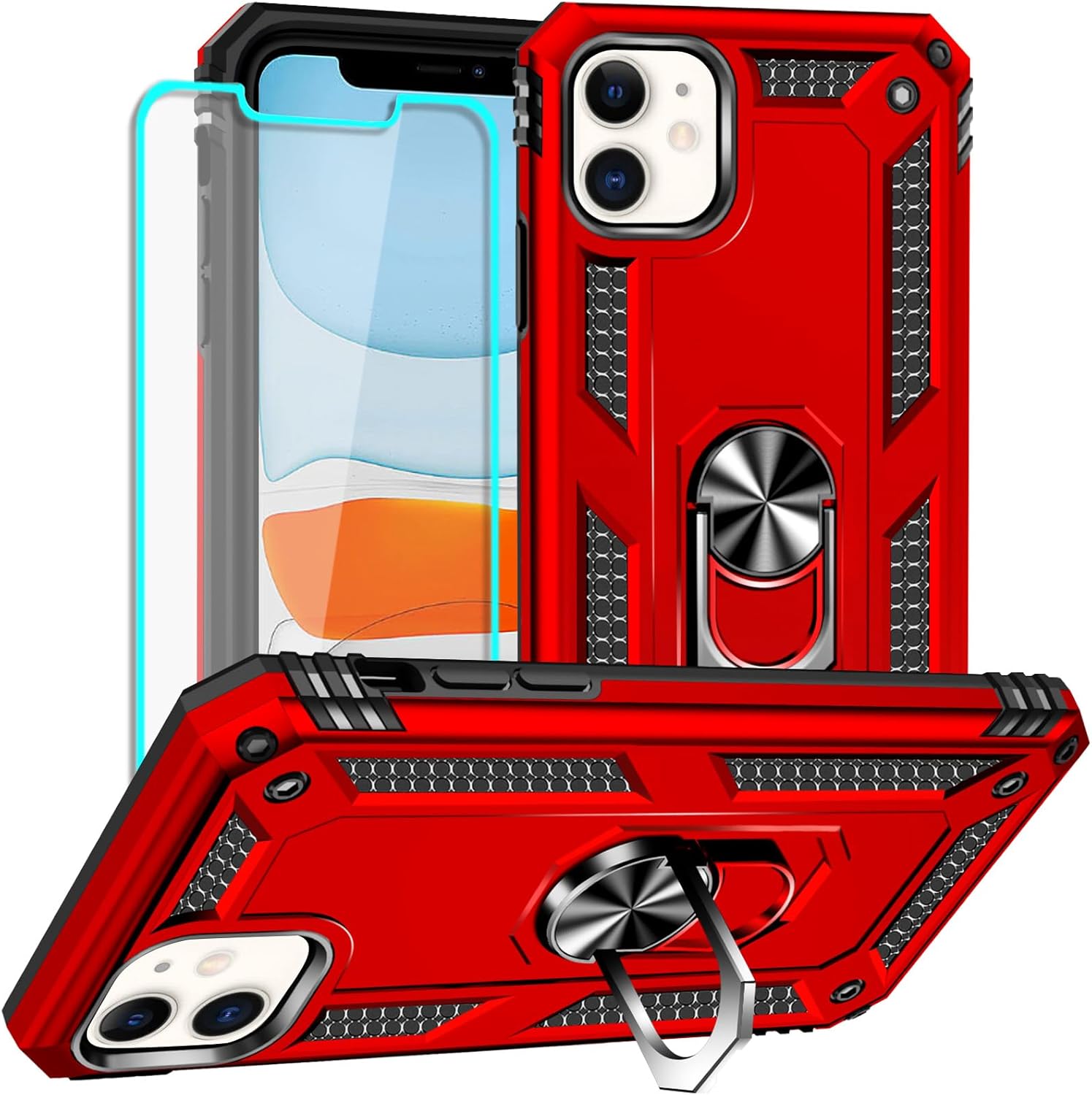 Yiakeng Military Grade iPhone 11 Case with HD Screen Protector & Ring