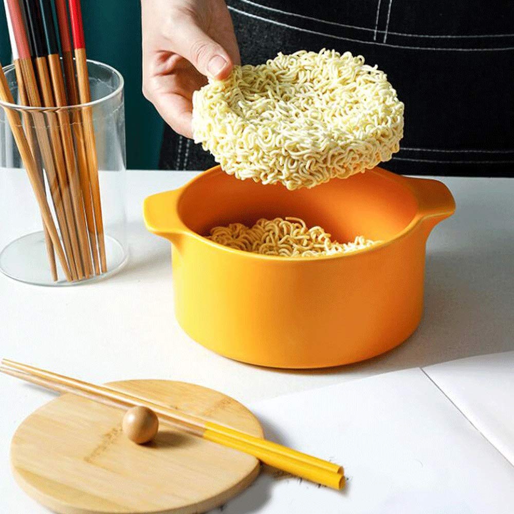 Teller- und Schüssel-Sets, Keramik-Reisschüssel für den Haushalt, 18,3 x 8,1, Suppenschüssel mit großem Fassungsvermögen und Deckel, Instant-Nudelschüssel, große Suppens