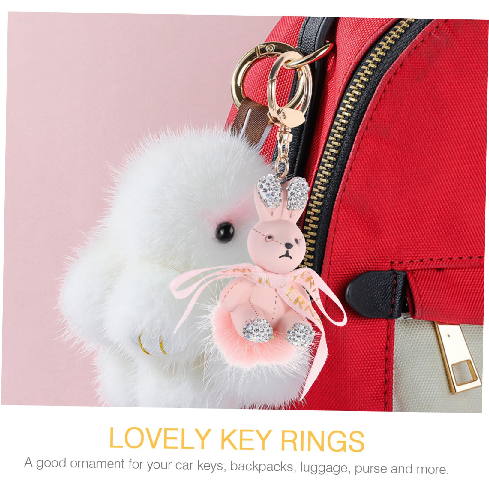 GALPADA 4piezas Llaveros De Conejo Pompón Colgante Decorativo De Conejo Adorable Para Claves y Accesorios De Bolsos Para Amantes De Animales