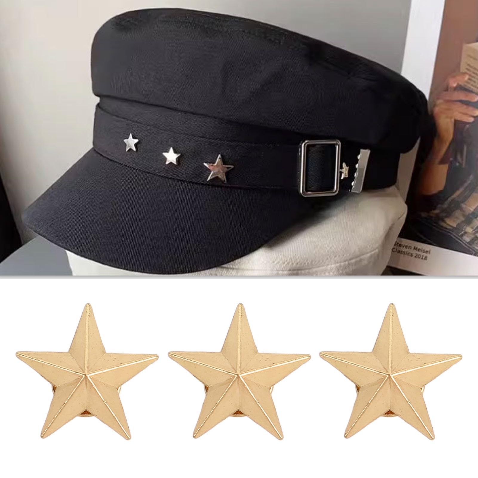 50 Pcs Metal Rivets, Star Shape Decorative Rivets Studs 16mm Garment Rivets Spikes with 4mm Slot Screws Snap Button Metal Round Beads Screws for Purse Bags Handbags Shoes (Gold)