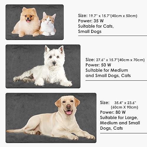 Miniatura 6 de Almohadillas de calefacción para mascotas al aire libre para perro, manta eléctrica suave control de temperatura automático, superficie calentada
