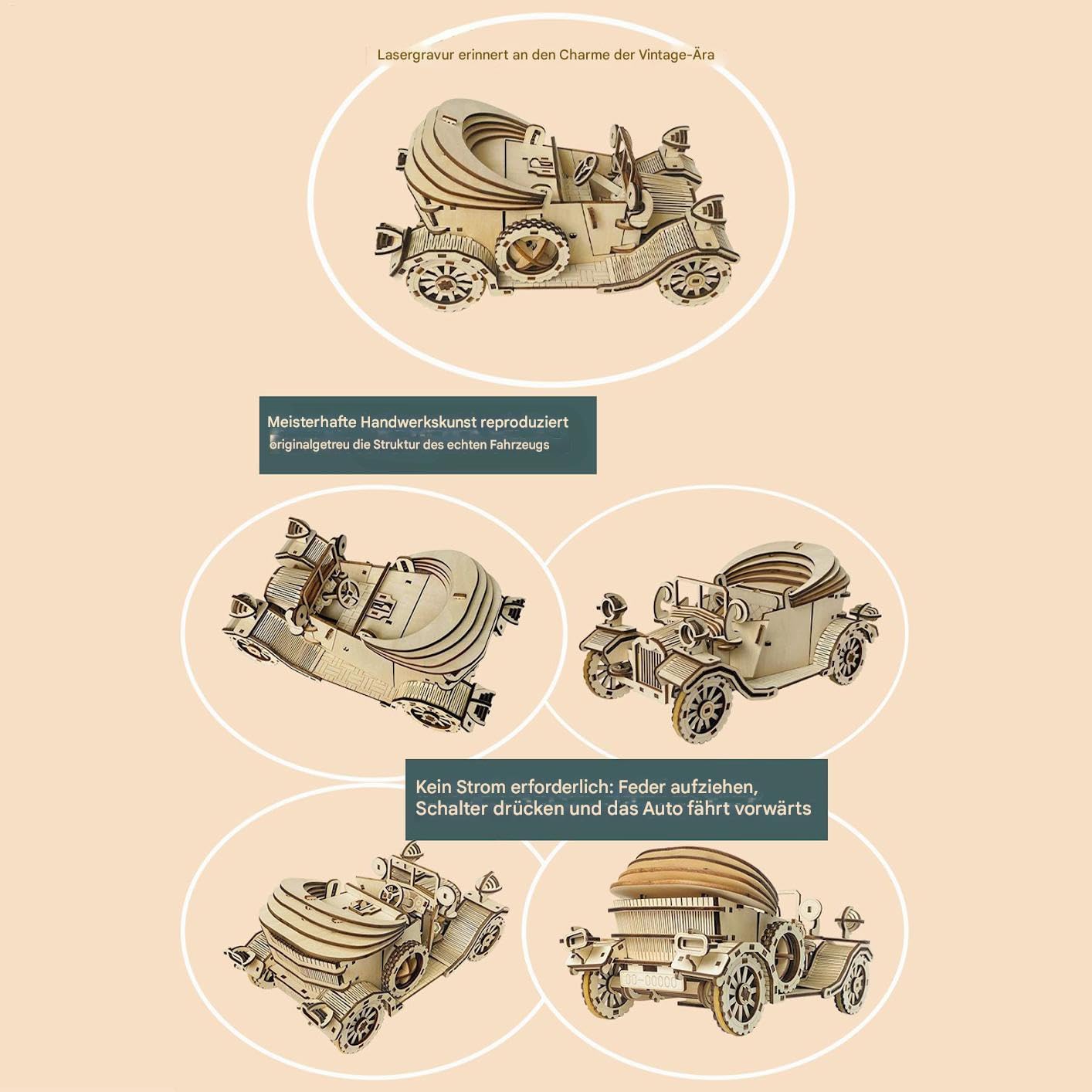 3D Holz Puzzle Modell Auto Bausatz Vintage Automobil Modellbausatz