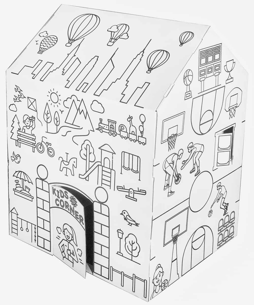 ColorJo “My Favorite Sports Park” Color Your Own Playhouse - Embrace The Fun of Energetic Sports Game and Group Team Play, Best Kids Art & Craft for Holiday Season, Perfect Coloring Toy 3+