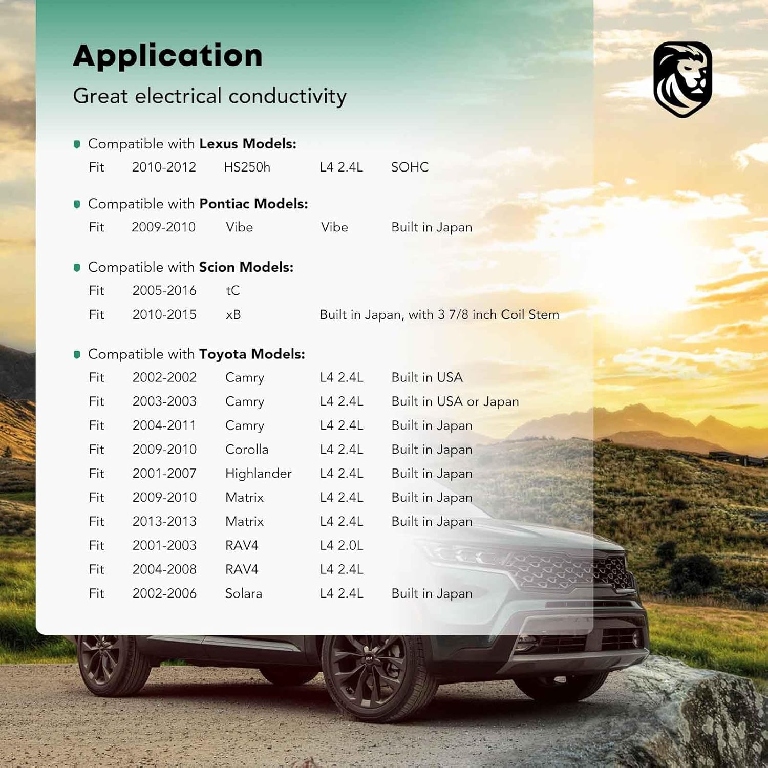 YHTAUTO Set of 4 Ignition Coil Pack Replacement for Toyota Lexus Scion Pontiac Models, Camry Corolla RAV4 Highlander Matrix Solara, HS250h Vibe tC xB 2.0L 2.4L l4, Replace C1330, 5C1299