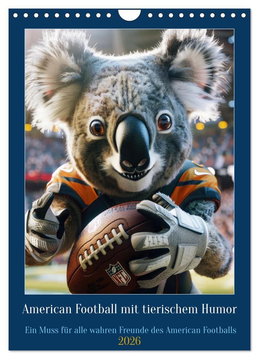 American football with animal humor UK-Version (Wall Calendar 2026 DIN A4 Portrait), CALVENDO 12 Month Wall Calendar — image 1