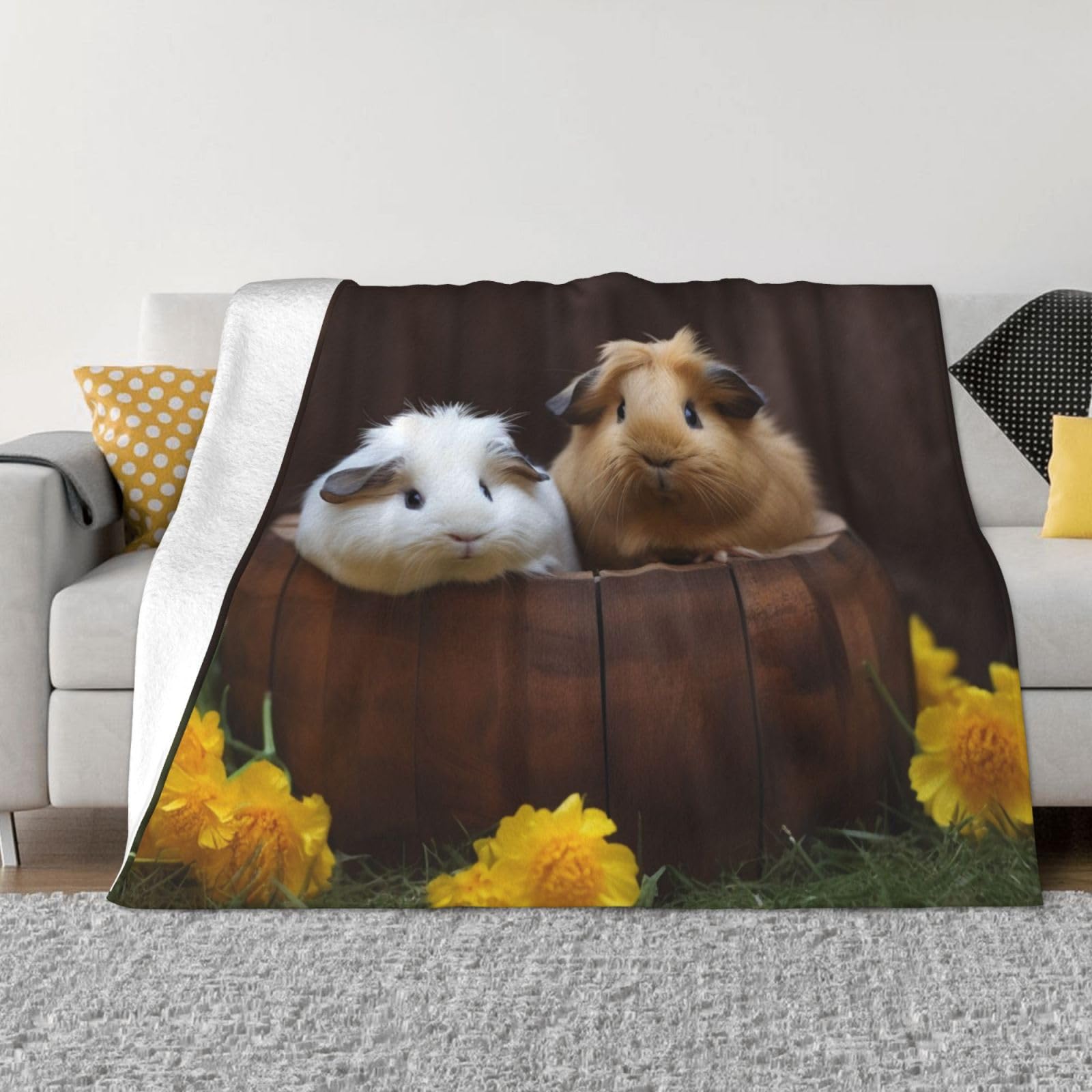 KLOPH Guinea Pigs Throw Blanket 80"x60" Flannel Fluffy Warm Blanket for Couch, Reversible Plush Blankets for Bed, Comfy Fuzzy Blanket for Sofa, Plush Lightweight-Blankets for All Season