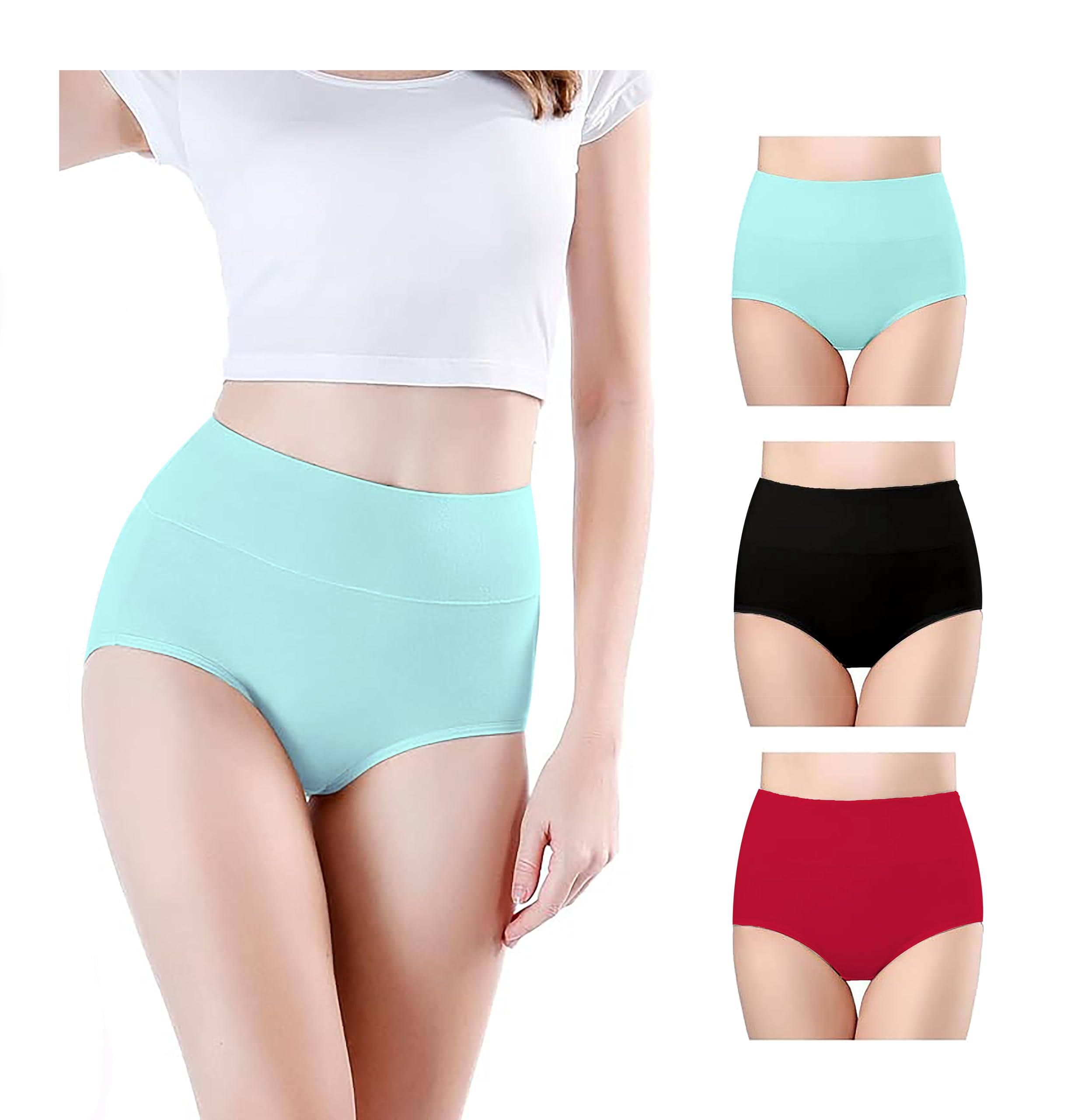 Combo Women's High Waisted Cotton Hipster Panty Ladies Soft Panties l Women Cotton Hipster Panty l Women's Seamless High l Women Underwear - (Pack of 3 High Waist)-picture-29