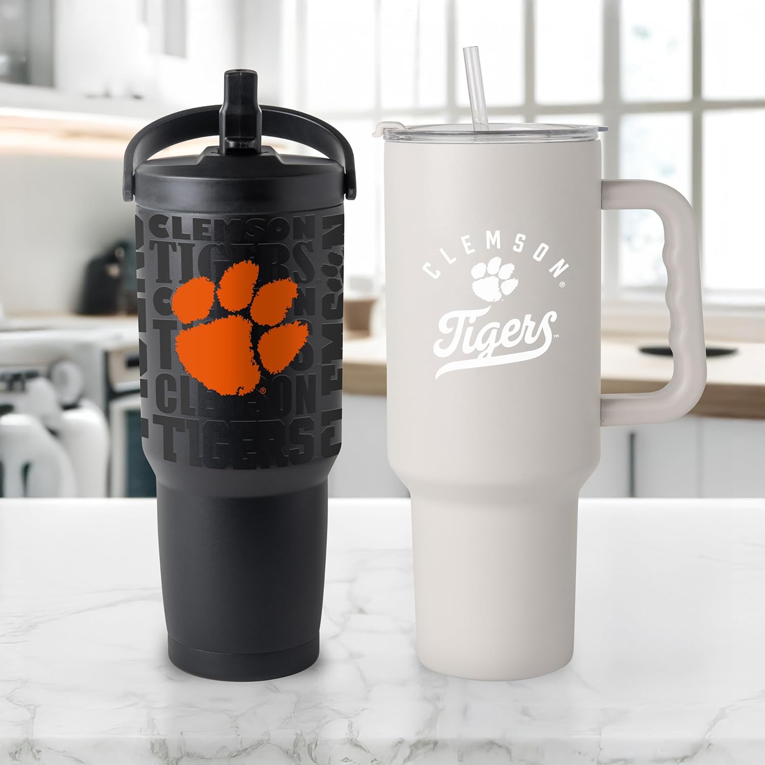 FANMATS NCAA Clemson Tigers Stainless Steel Tumbler Set — 30 and 40 oz Capacity | Powder-Coat Finish | Tonal Fashion Color