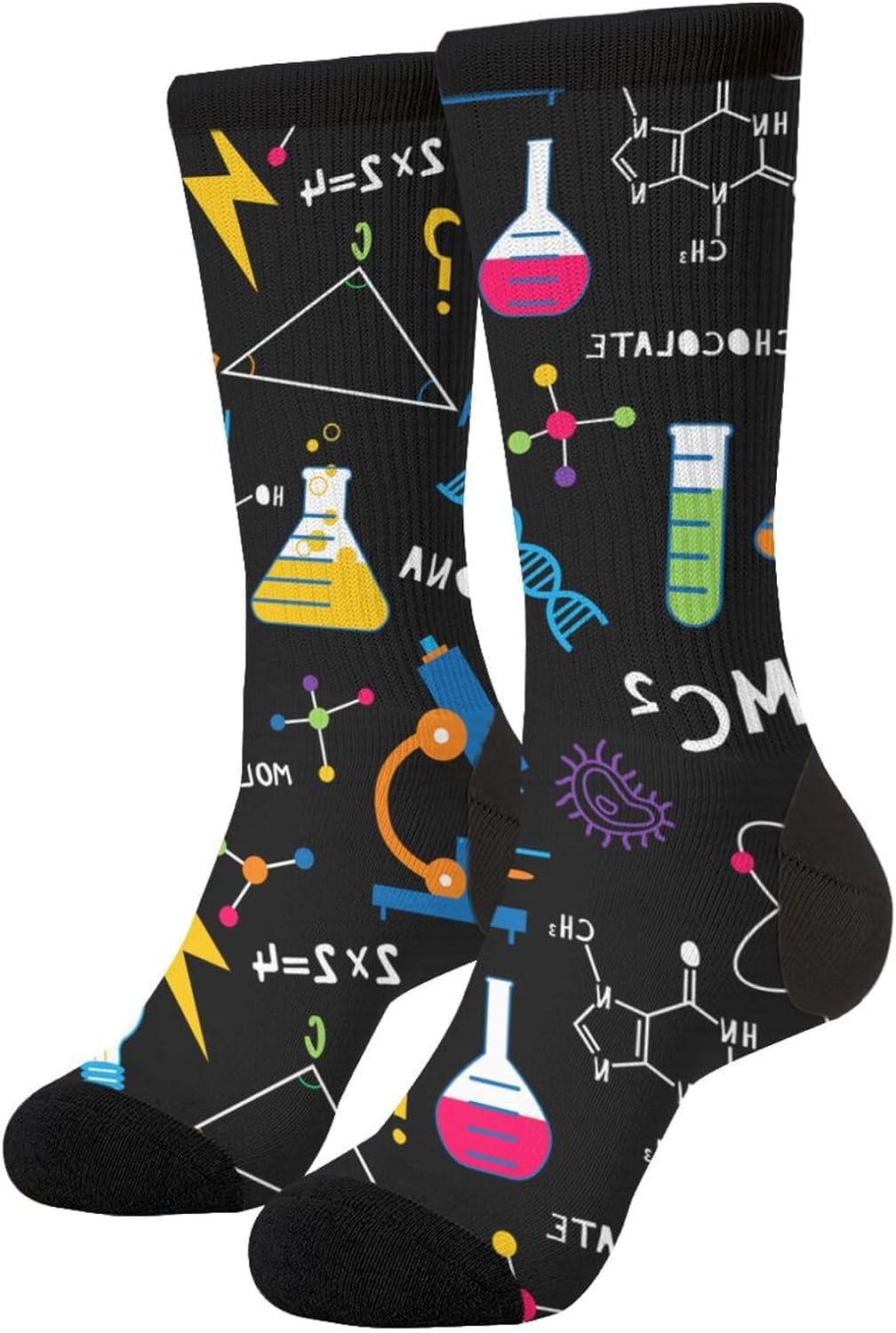 Wpamlrta Unisex Chemistry Biology Physics Pattern Science Novelty Crew Socks Casual Funny Crazy Dress Socks