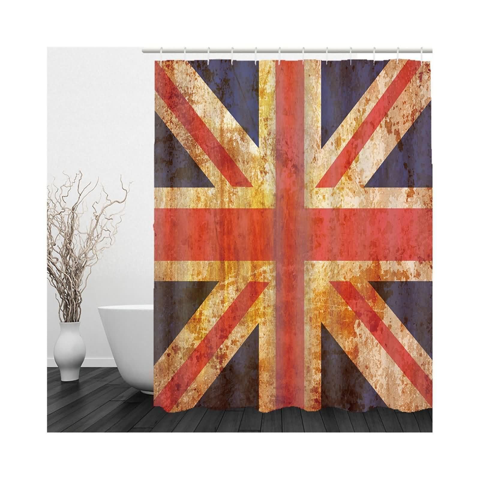 Rideau de douche motif drapeaux du monde multicolore en tissu lavable