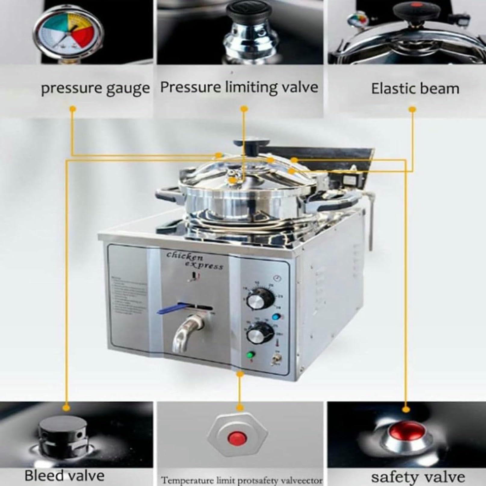 Freidora Comercial De 3000 W, Freidora De Aire Eléctrica De Sobremesa De 16 L, Control De Temperatura De 50 A 200 °C, para Bares De Aperitivos.