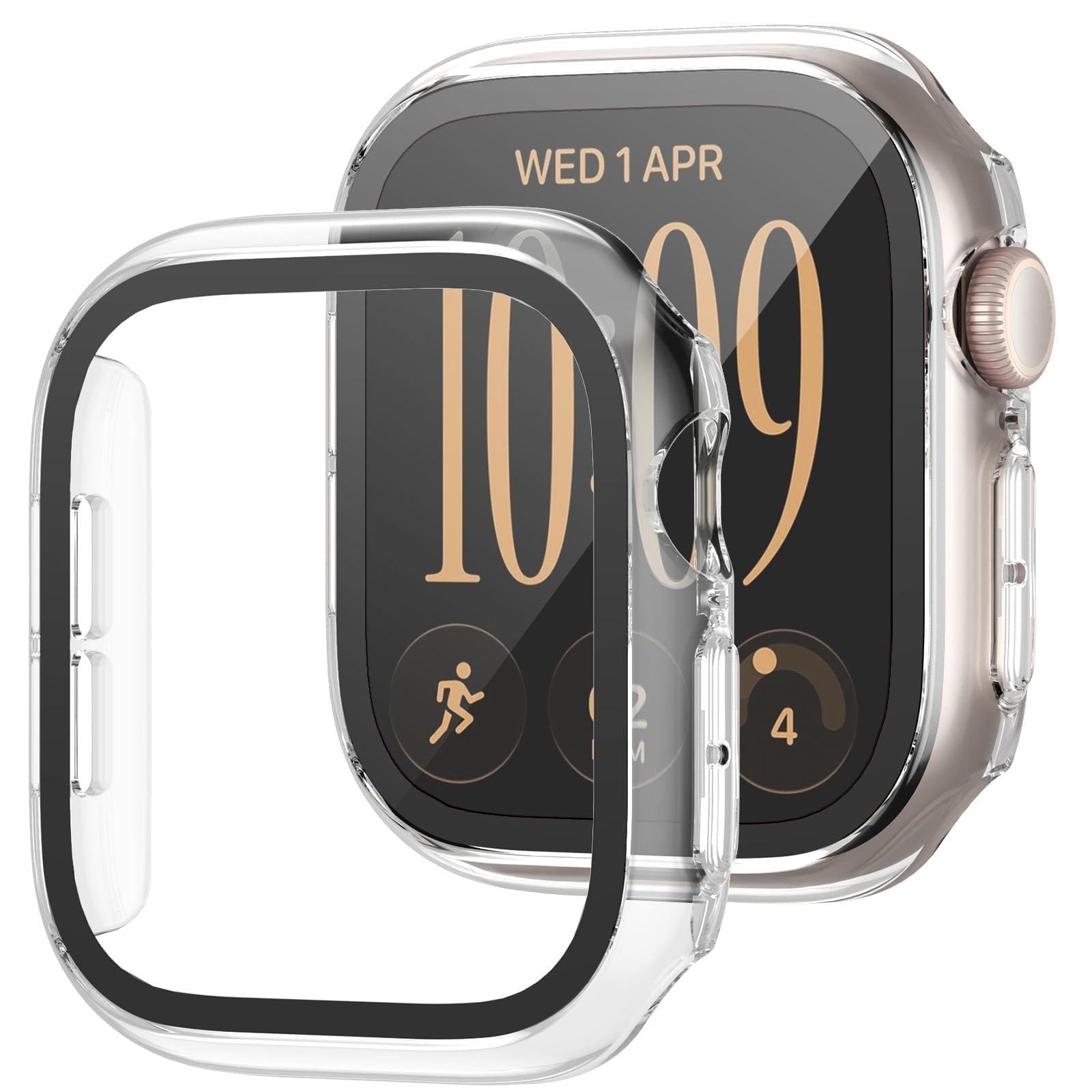 2 Pack Case with Screen Protector for Apple Watch Series 12(2026)42mm,Clear Clear/Clear 42mm-Series 12(2026）