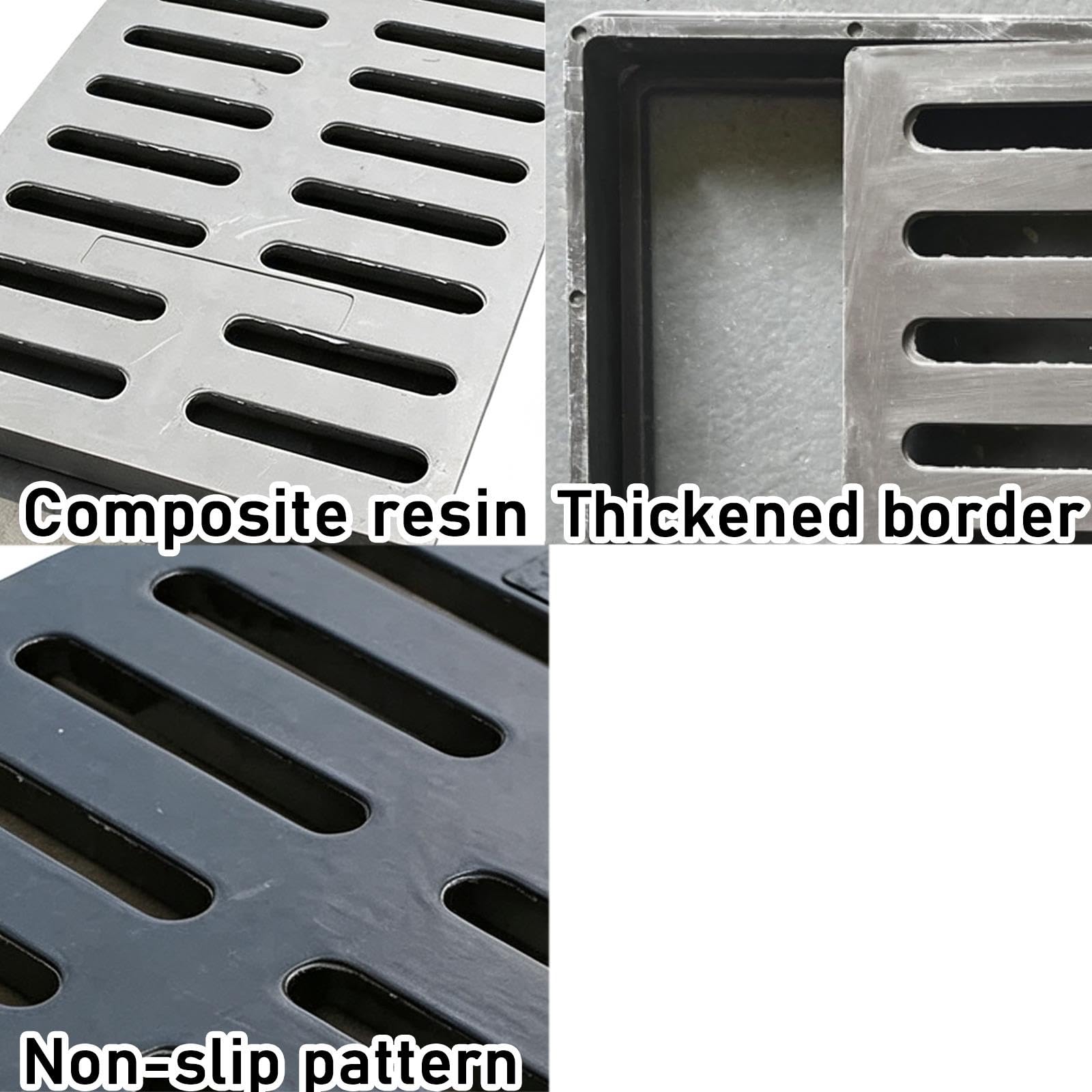 Grille de Drainage en Résine Composite avec Cadre Regard Carré Antidérapant