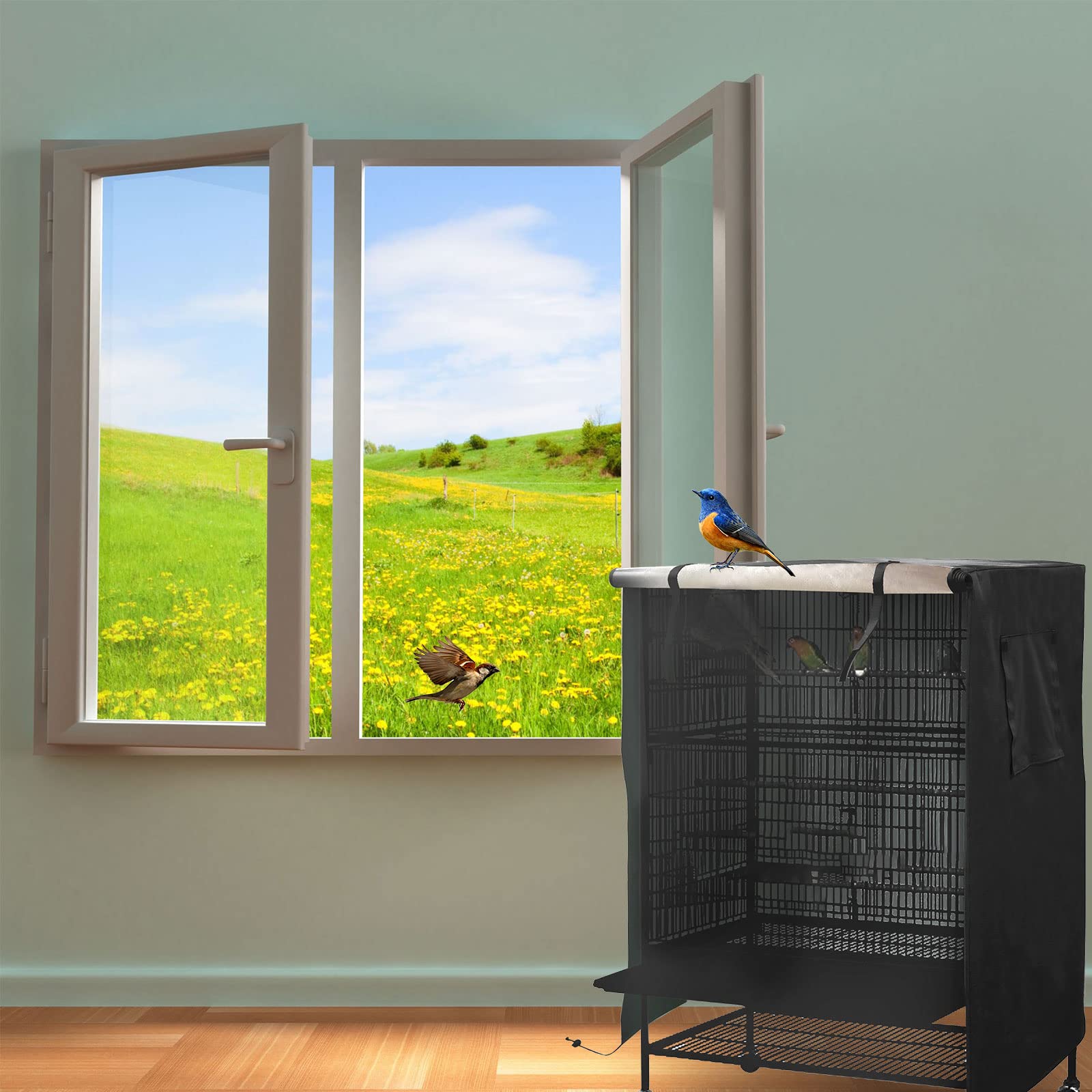 Housse de cage à oiseaux imperméable et solaire pour perroquet, extra large, fournitures pour animaux domestiques, housses de cage à oiseaux pour perruches, perruches, aras, 130 x 96 x 59