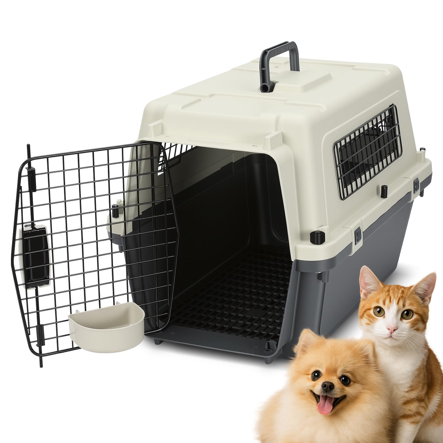Pet Trasportino per gatti, cani di piccola taglia e roditori fino a 10 kg, 60,4 x 42 x 39,8 cm, trasportino leggero con griglia in metallo, dotazione di base