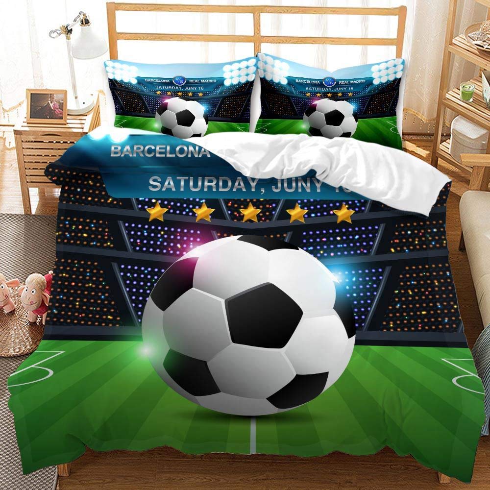 Housse de couette football anti-plis douce pour lit enfant facile à laver