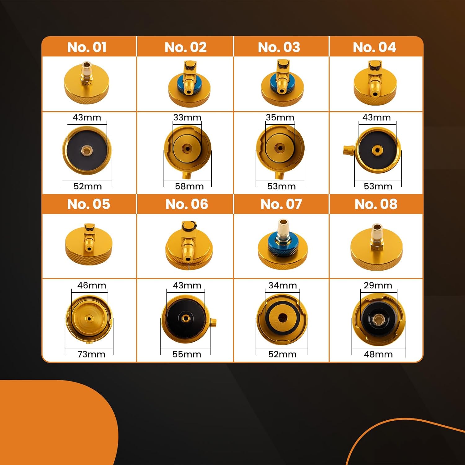 maXpeedingrods 17PCS Brake Bleeder Adapter Kit, Master Cylinder Bleeder Kit, Aluminum Brake Pressure Bleeder Tool Kit, for Most Vehicles Brake Fluid Bleeding or Refilling