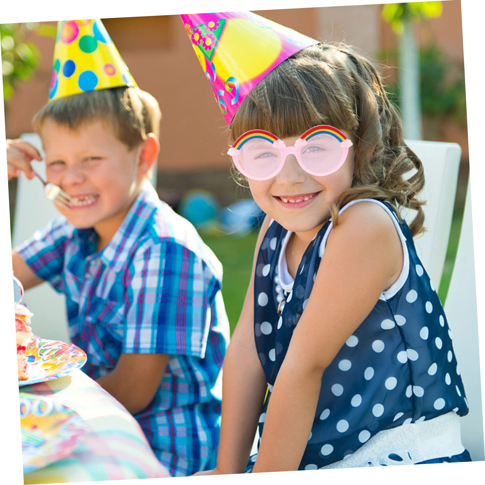 WOFASHPURET 2Pairs Rainbow Cartoon Frame Sunglasses for Adorable Decorative Eyewear Fun and Lightweight Glasses for Boys and Holidays